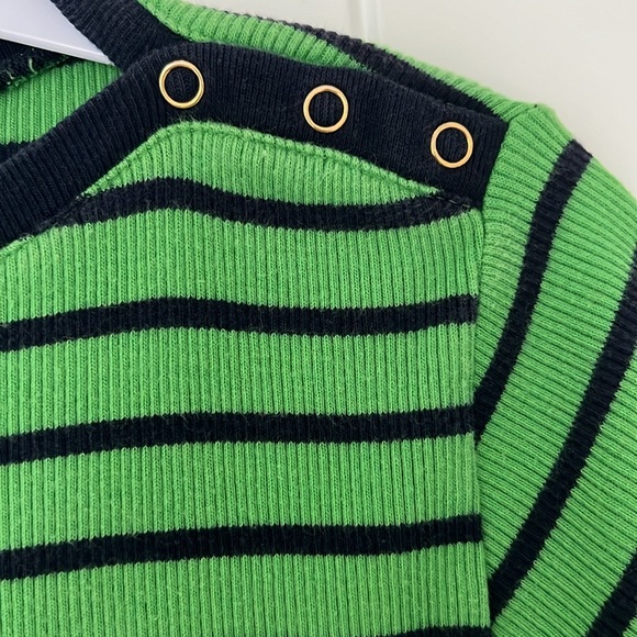 Lauren, Ralph Lauren, 3/4 sleeve, green & navy striped, boat, neck, medium - Picture 4 of 8